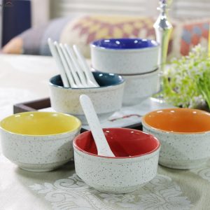 White Textured Soup Bowl Set with Spoons