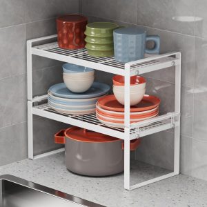 White Countertop 2-Tier Storage Organizer
