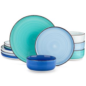 Dusty Blue 16-Piece Stoneware Dinnerware